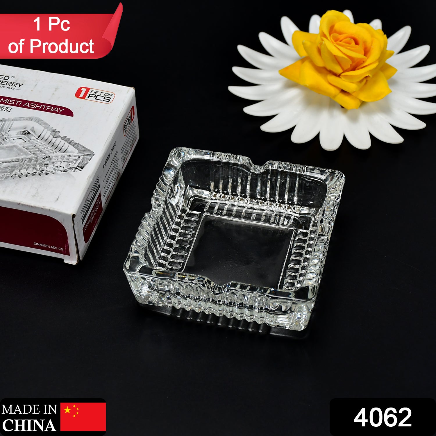 4062 Square Glass Misti Crystal Quality Cigar Cigarette Ashtray Round Tabletop for Home Office Indoor Outdoor Home Decor DeoDap 4062 Square Glass Misti Crystal Quality Cigar Cigarette Ashtray Round Tabletop for Home Office Indoor Outdoor Home Decor DeoDap